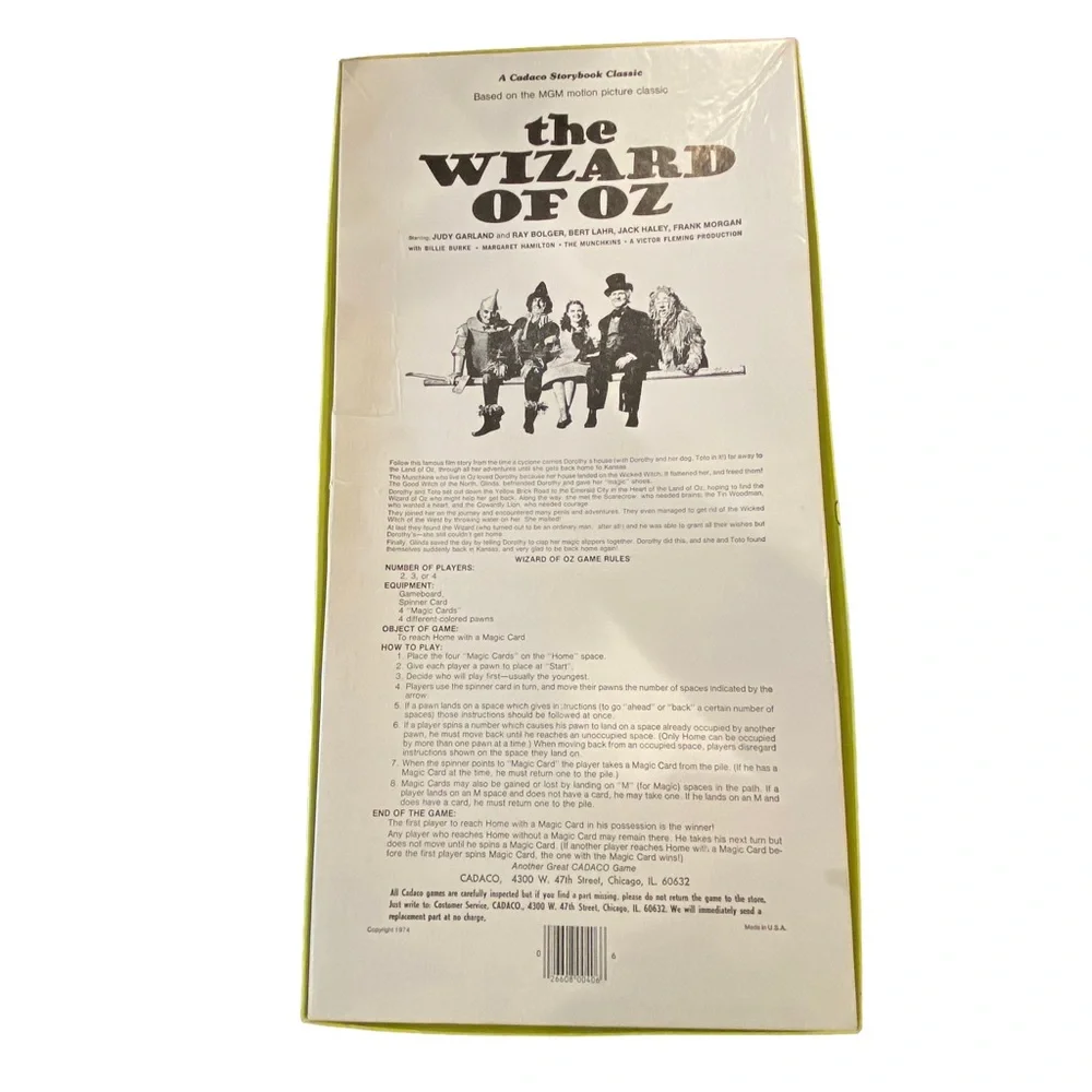 Vintage THE WIZARD OF OZ Board Game 1974 Cadaco No. 406 MGM Made In USA - Picture 3 of 7